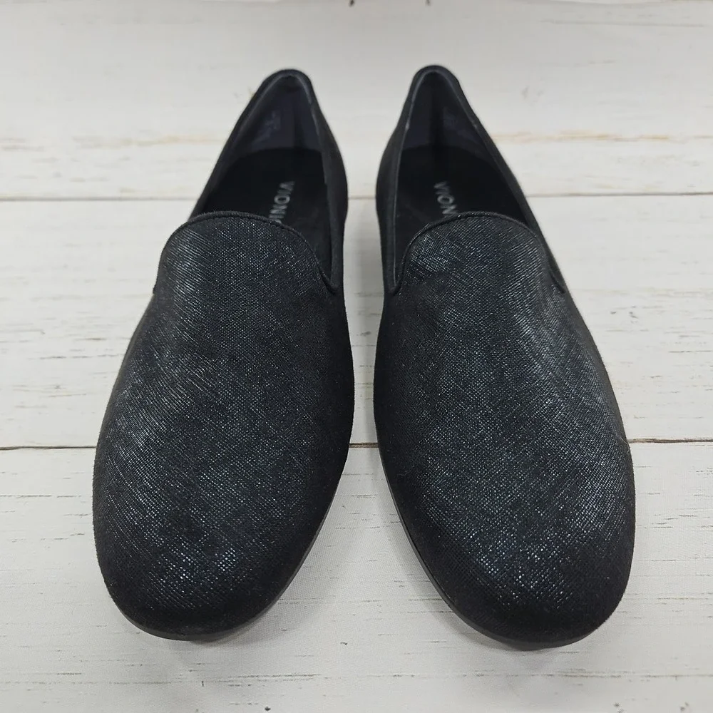 Vionic Willa II Womens Size 9.5 Black Sparkle Leather Comfort Loafers Flat Shoes